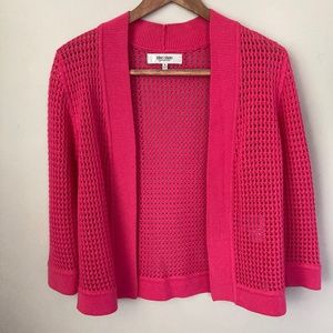 Jones Studio Separates Pink 3/4 Sleeve Knit Open Front Cardigan 
